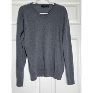 Theory Wool Long Sleeve V-Neck Pullover Sweater Men's Size L Gray Classic Fit